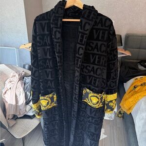 Versace Black Textured Robe